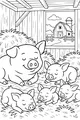 Free Pig Family Coloring Page - Mother Pig and Piglets Sleeping in Barn (Printable PDF)