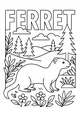 Free Ferret Coloring Page - Forest Meadow Scene With Flowers (Printable PDF)