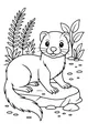 Free Ferret Coloring Page - Cute Cartoon Ferret on Garden Rock (Printable PDF)