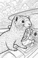 Free Ferret Coloring Page - Silly Road Trip Through Fluffy Clouds (Printable PDF)