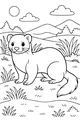 Free Ferret Coloring Page - Friendly Ferret in Sunny Fields (Printable PDF)