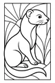 Free Ferret Coloring Page - Curious Ferret in Sunlit Grass (Printable PDF)