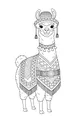 Free Llama Coloring Page - Fancy Festival Outfit With Tassels (Printable PDF)