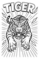 Free Tiger Coloring Page - Roaring Leaping Tiger With Bold Stripes (Printable PDF)