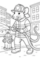 Free Rat Coloring Page - Brave Firefighter in City Street (Printable PDF)