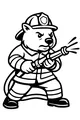 Free Wombat Coloring Page - Brave Firefighter With Hose (Printable PDF)