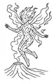 Free Fairy Coloring Page - Firewing Fairy Over a Smoking Volcano (Printable PDF)