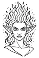Free Fairy Coloring Page - Flame-Haired Forest Elf Portrait (Printable PDF)