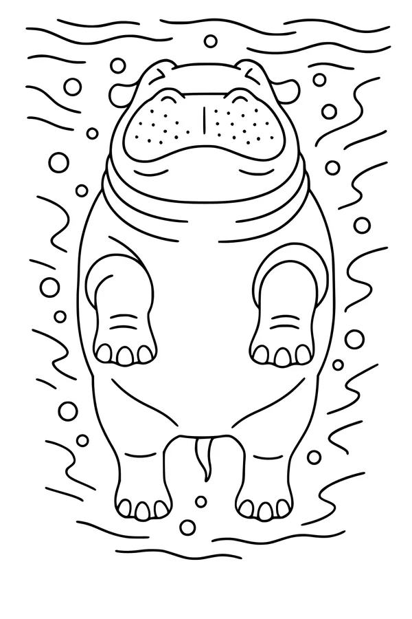 Free Hippopotamus Coloring Page - Happy Hippo Bubble Bath (Printable PDF)