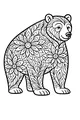 Free Bear Coloring Page - Floral Patterned Meadow Bear (Printable PDF)
