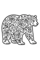 Free Bear Coloring Page - Floral Bear Covered in Roses (Printable PDF)