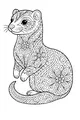 Free Ferret Coloring Page - Whimsical Floral Pattern (Printable PDF)