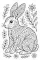 Free Rabbit Coloring Page - Flowery Garden Bunny Design (Printable PDF)