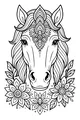 Free Horse Coloring Page - Floral Mane and Flower Crown (Printable PDF)