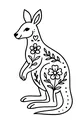 Free Kangaroo Coloring Page - Smiling Flower-Decorated Kangaroo (Printable PDF)