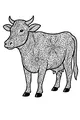 Free Cow Coloring Page - Floral Patterned Standing Cow (Printable PDF)