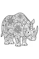 Free Rhinoceros Coloring Page - Floral Garden Parade Design (Printable PDF)