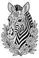 Free Zebra Coloring Page - Floral Wreath Zebra Portrait (Printable PDF)