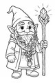 Free Gnome Coloring Page - Glimmerbeard With Crystal Staff (Printable PDF)