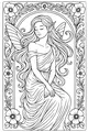 Free Fairy Coloring Page - Dreamy Fairy in Floral Frame (Printable PDF)