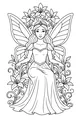 Free Fairy Queen Coloring Page - Flower Throne in Enchanted Garden (Printable PDF)