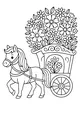 Free Pony Coloring Page - Sweet Pony Pulling Flower Cart (Printable PDF)
