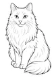 Free Cat Coloring Page - Fluffy Long-Haired Pet Sitting (Printable PDF)