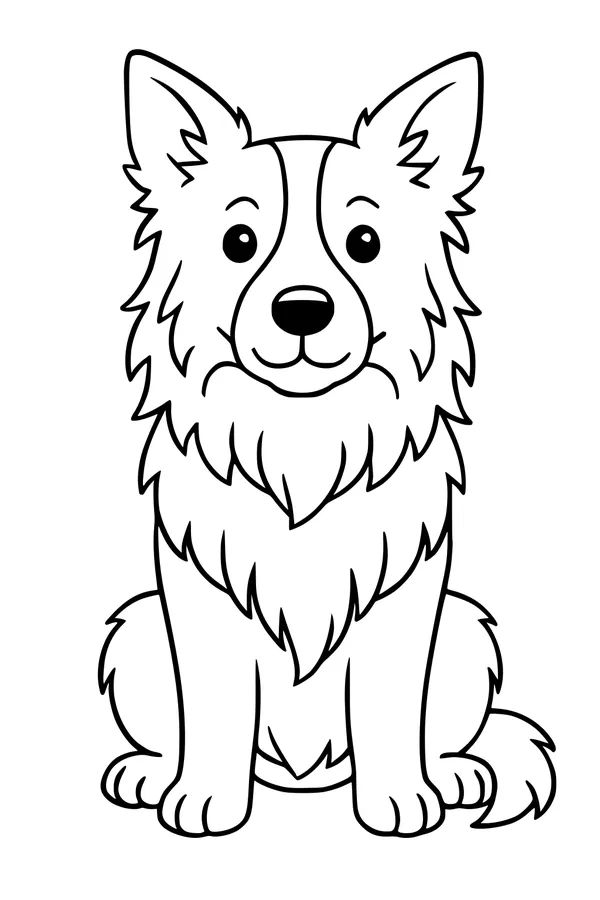 Free Dog Coloring Page - Fluffy Puppy With Big Happy Eyes (Printable PDF)