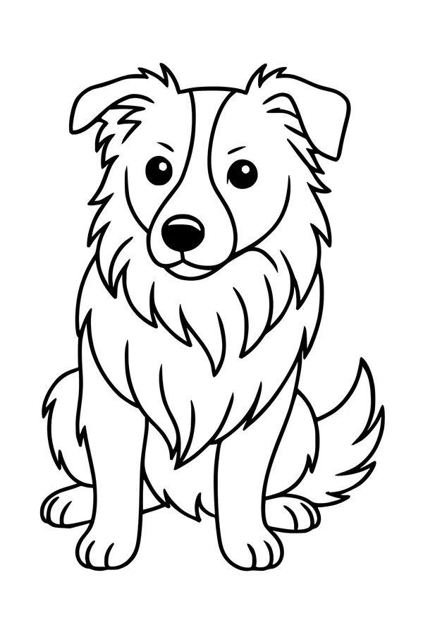 Free Dog Coloring Page - Fluffy Puppy With Curvy Tail (Printable PDF)