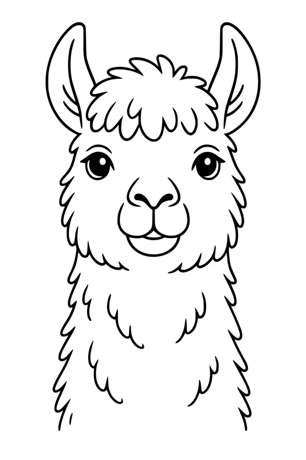 Free Llama Coloring Page - Fluffy Front-Facing Friend (Printable PDF)