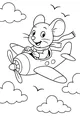 Free Mouse Coloring Page - Pilot Mouse Flying an Airplane (Printable PDF)
