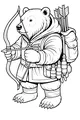 Free Bear Coloring Page - Brave Archer in Cloak (Printable PDF)