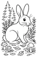 Free Rabbit Coloring Page - Forest Bunny Among Autumn Leaves (Printable PDF)