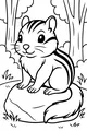 Free Chipmunk Coloring Page - Striped Chipmunk on Forest Rock (Printable PDF)