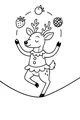 Free Deer Coloring Page - Girl Deer Juggling Berries in the Forest (Printable PDF)