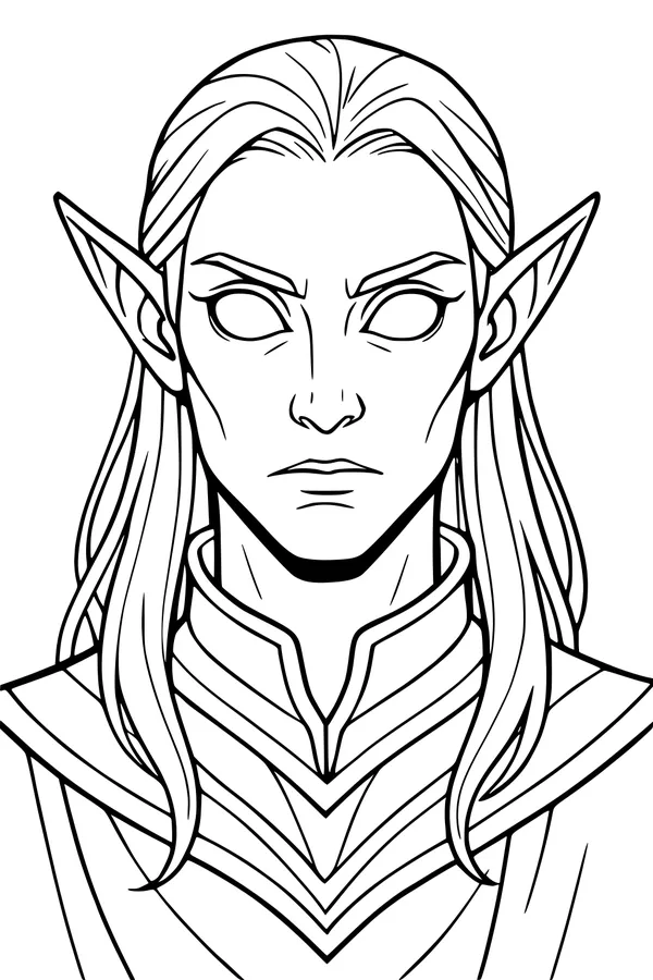 Free Elf Coloring Page - Forest Prince Portrait (Printable PDF)