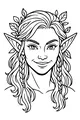 Free Forest Elf Coloring Page - Smiling Girl With Leafy Braids (Printable PDF)