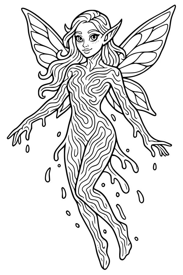 Free Forest Fairy Coloring Page - Willowwing With Leaf Wings (Printable PDF)