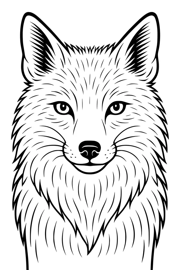 Free Fox Coloring Page - Fluffy Face With Bright Eyes (Printable PDF)