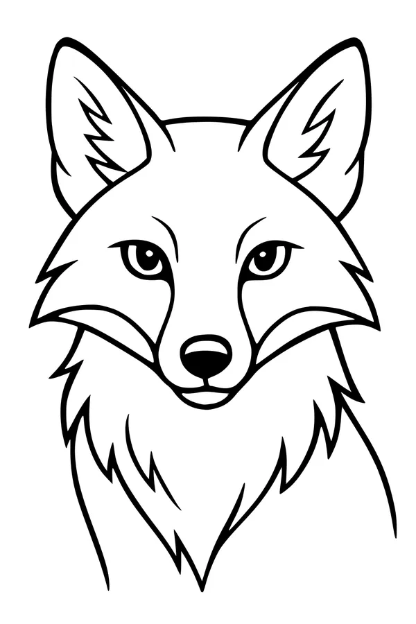Free Fox Coloring Page - Bright-Eyed Forest Portrait (Printable PDF)