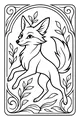 Free Fox Coloring Page - Forest Fern Frame Scene (Printable PDF)