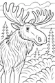 Free Moose Coloring Page - Antlered Elk in Piney Meadow (Printable PDF)