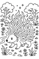 Free Porcupine Coloring Page - Nighttime Forest Stroll (Printable PDF)