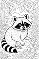 Free Raccoon Coloring Page - Cute Rascal in Leafy Forest Clearing (Printable PDF)