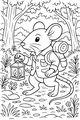 Free Rat Coloring Page - Lantern Walk In The Forest (Printable PDF)