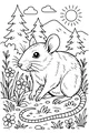 Free Mouse Coloring Page - Sunny Forest Mountain Scene (Printable PDF)