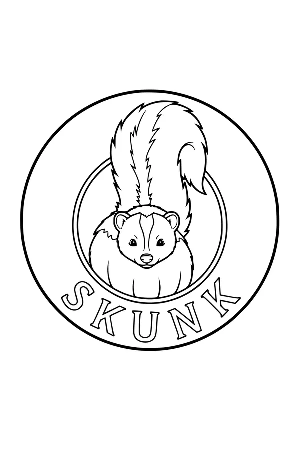 Free Skunk Coloring Page - Stripey Forest Circle Design (Printable PDF)