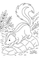 Free Skunk Coloring Page - Shy Cartoon Skunk With Fluffy Striped Tail (Printable PDF)