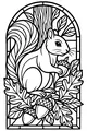 Free Squirrel Coloring Page - Nutty Forest Window Scene (Printable PDF)