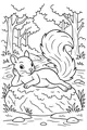Free Squirrel Coloring Page - Relaxing by a Forest Stream (Printable PDF)